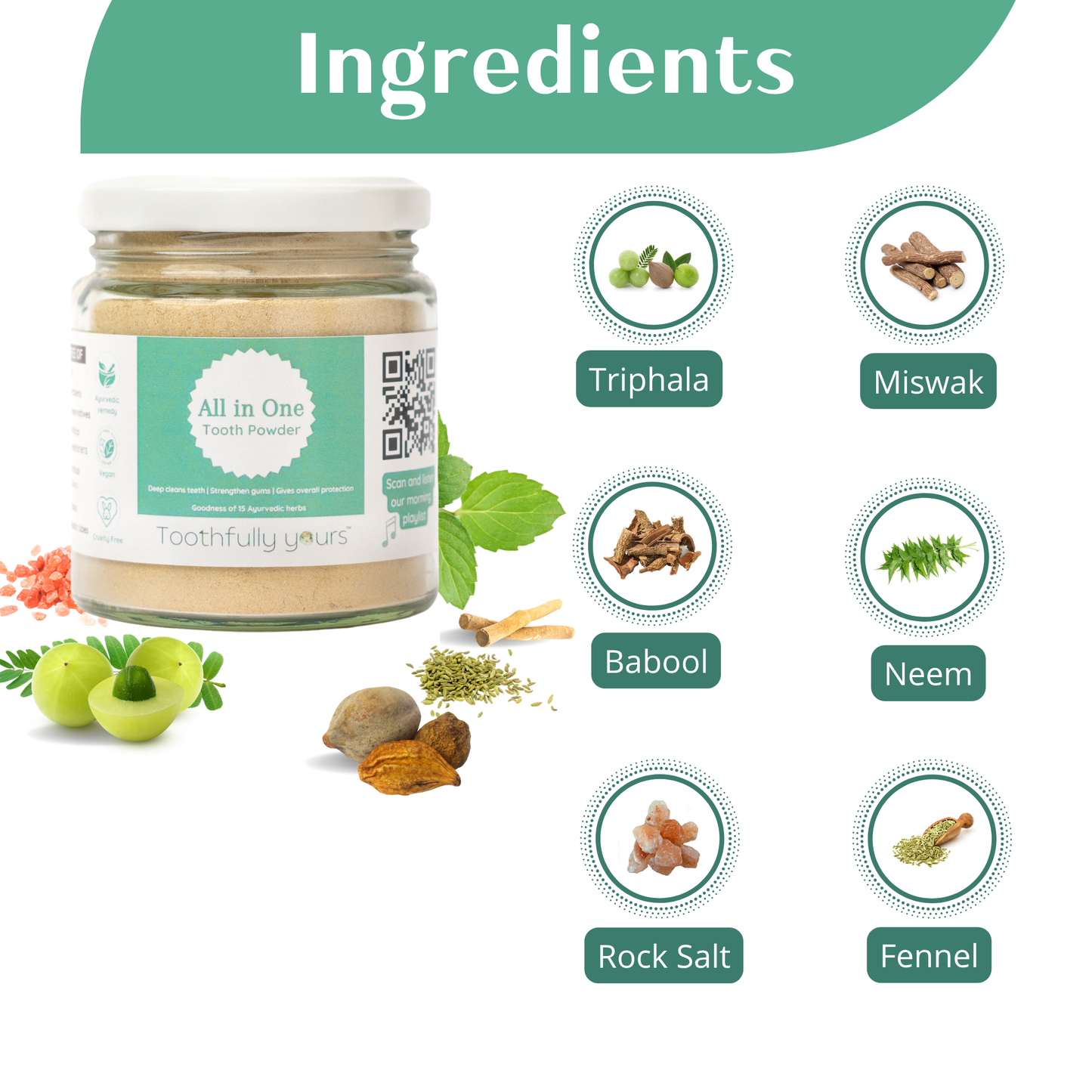 All in One Tooth Powder | Minty fresh | All natural | 125 gm