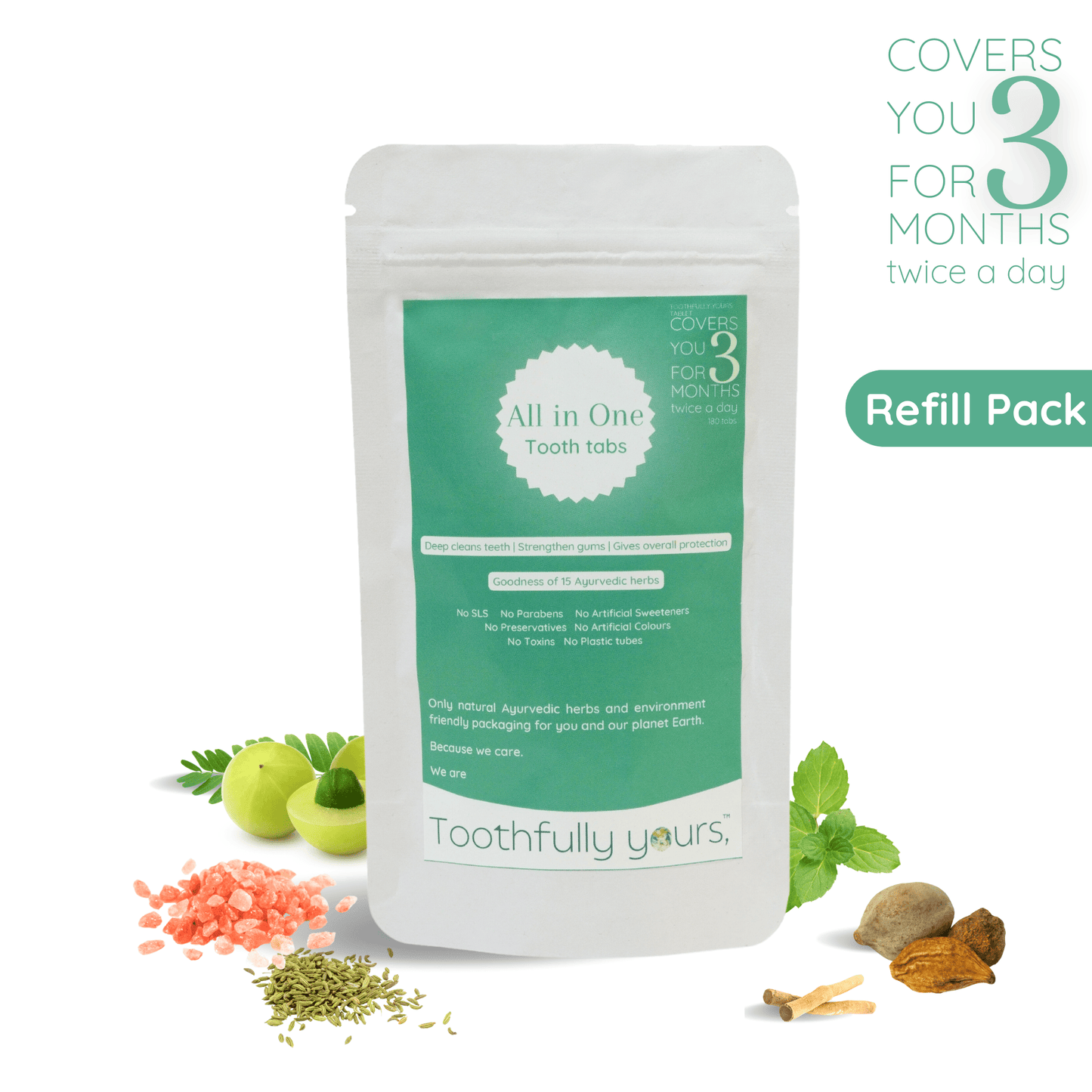 all in one tooth tabs refill with ingredients