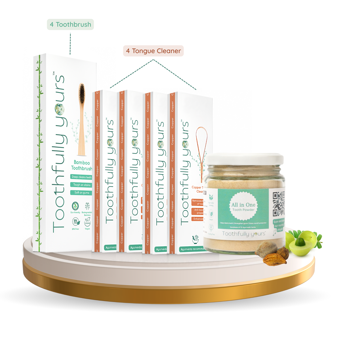 Oral Care Essentials | Bamboo toothbrush (4) | Copper Tongue Cleaner