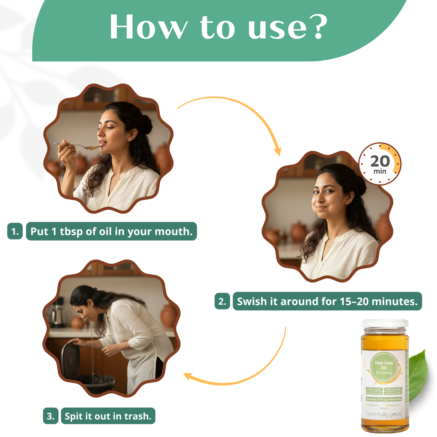 True Care Oil - Oil Pulling | 200 ml | 14 Ayurvedic Herbs