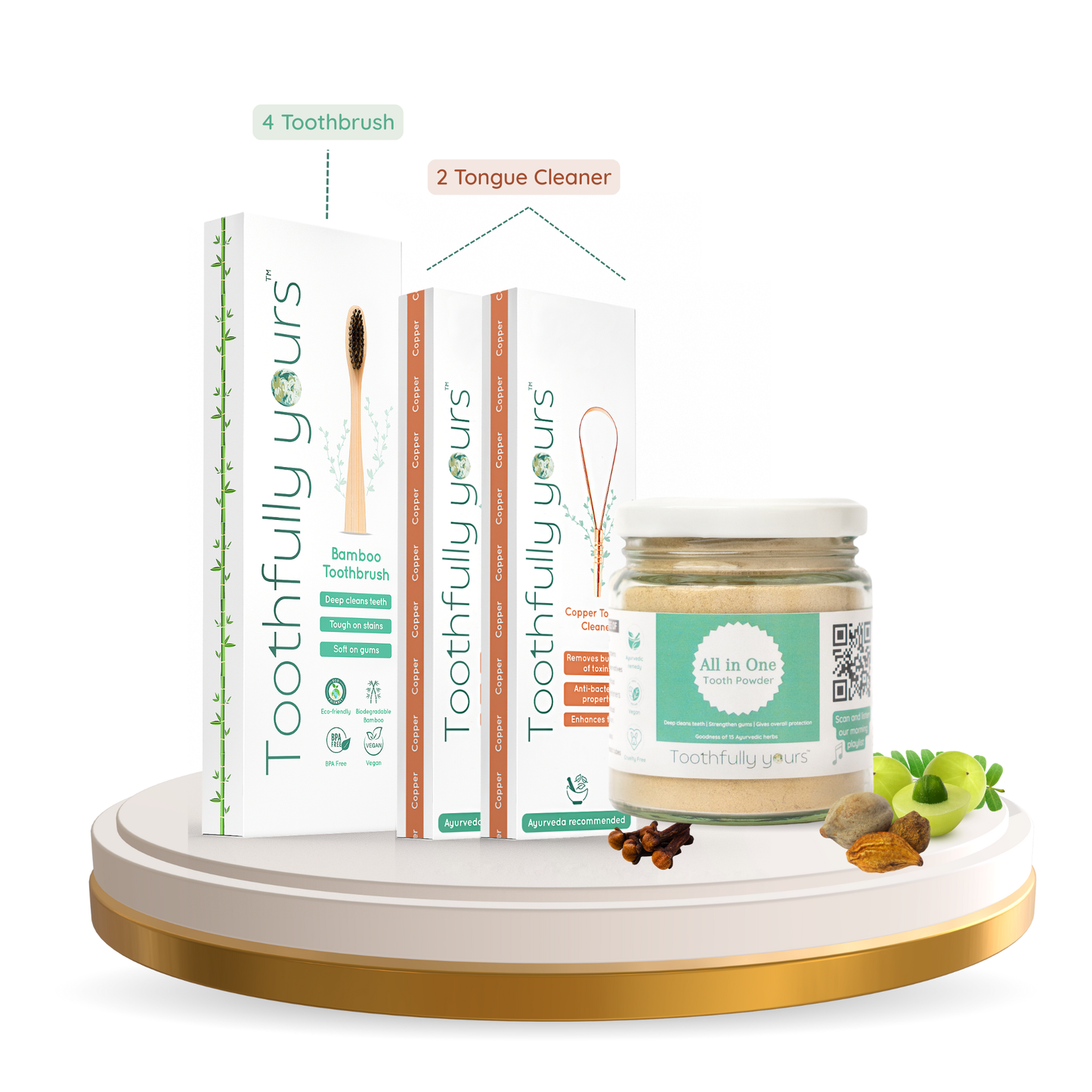 Oral Care Essentials | Bamboo toothbrush (4) | Copper Tongue Cleaner
