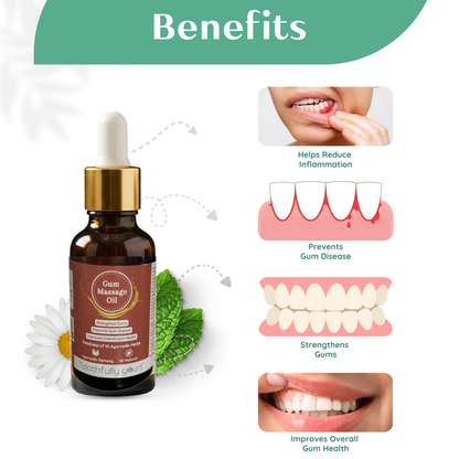 Gum Massage Oil | Best Remedy for Gum Bleeding and Gum Swelling | 10 Ayurvedic Herbs | 30ml + 2 Bamboo Toothbrush Free