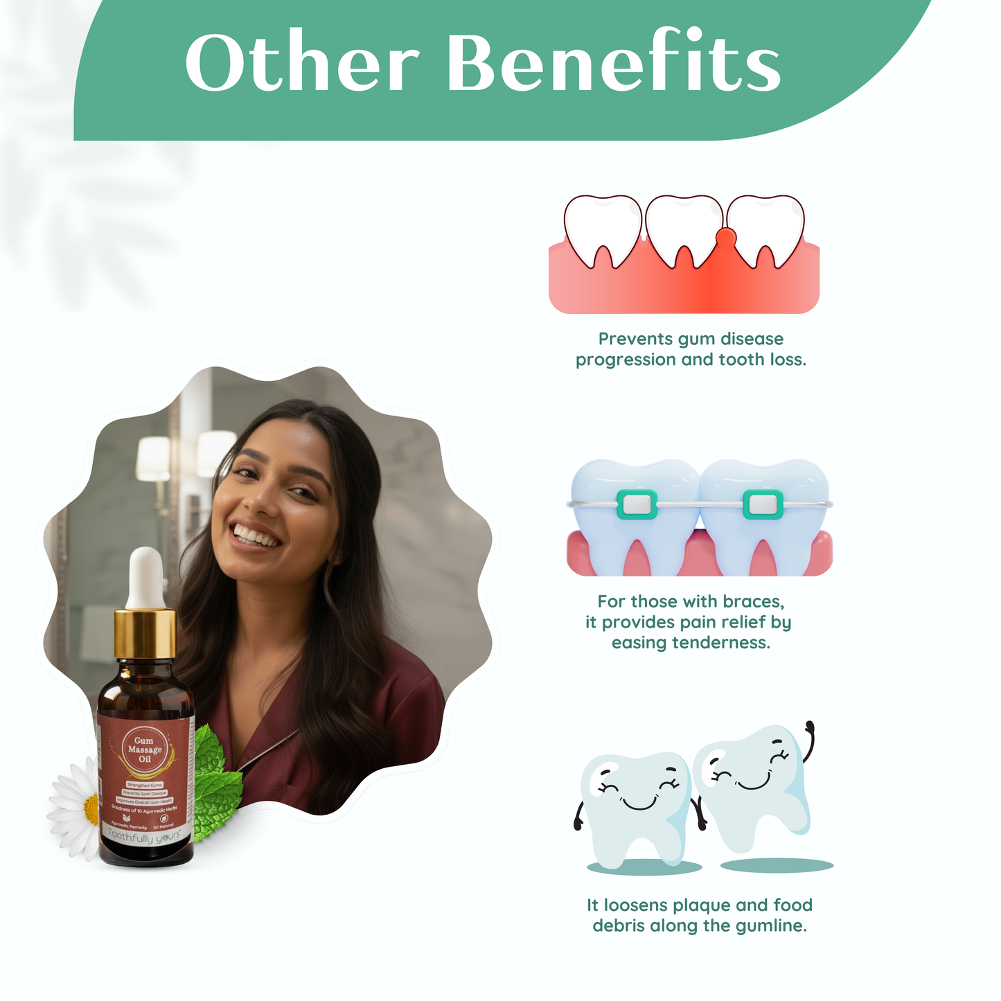 Gum Massage Oil | Best Remedy for Gum Bleeding and Gum Swelling | 10 Ayurvedic Herbs | 30ml + 2 Bamboo Toothbrush Free