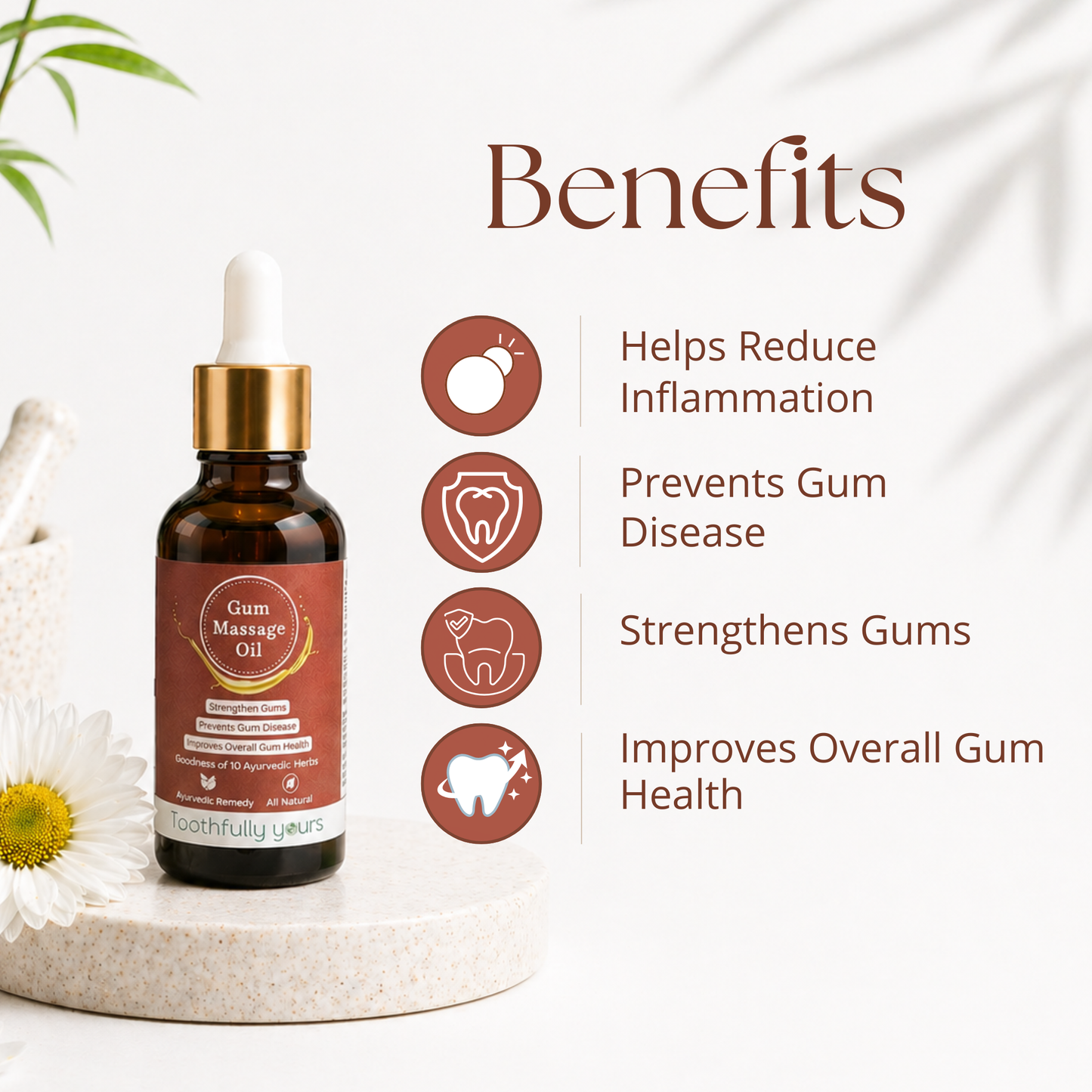 Gum Massage Oil | Best Remedy for Gum Bleeding and Gum Swelling | 10 Ayurvedic Herbs | 30ml + 2 Bamboo Toothbrush Free