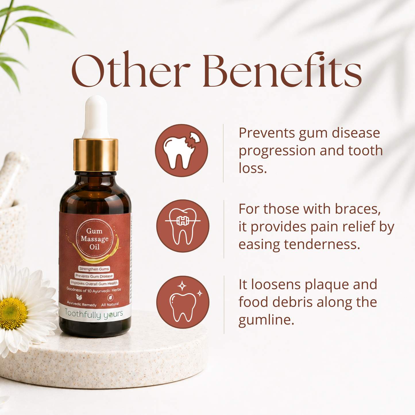 Gum Massage Oil | Best Remedy for Gum Bleeding and Gum Swelling | 10 Ayurvedic Herbs | 30ml + 2 Bamboo Toothbrush Free