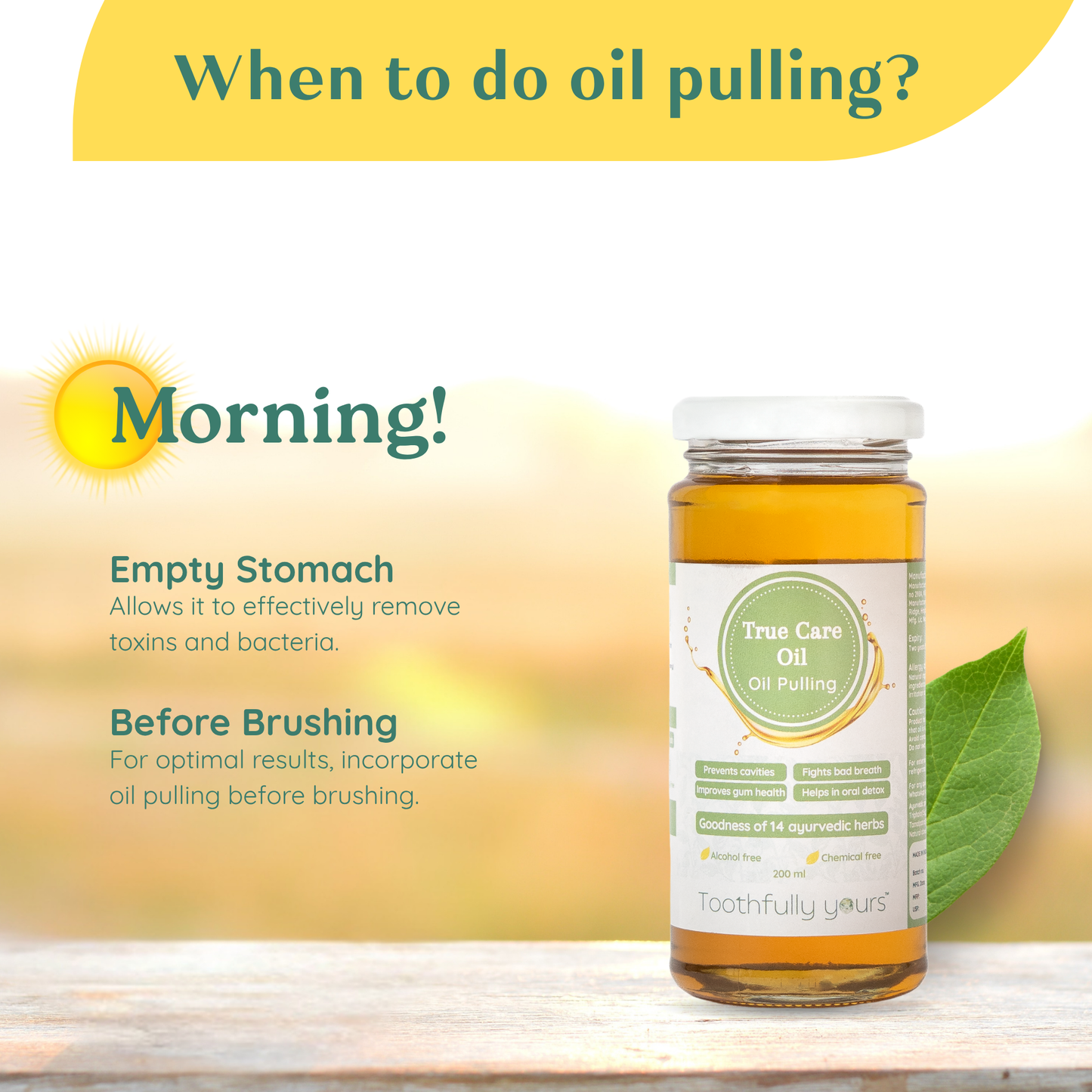 True Care Oil - Oil Pulling | 200 ml | 14 Ayurvedic Herbs