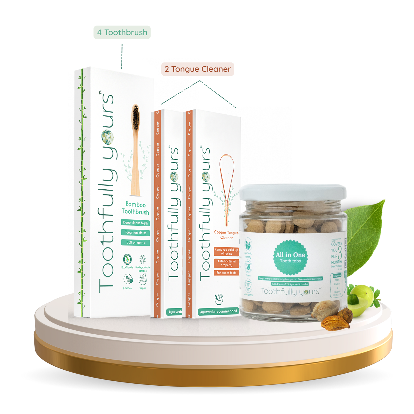 Oral Care Essentials | Bamboo toothbrush (4) | Copper Tongue Cleaner
