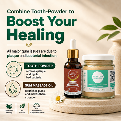 Gum Massage Oil | Best Remedy for Gum Bleeding and Gum Swelling | 10 Ayurvedic Herbs | 30ml + 2 Bamboo Toothbrush Free