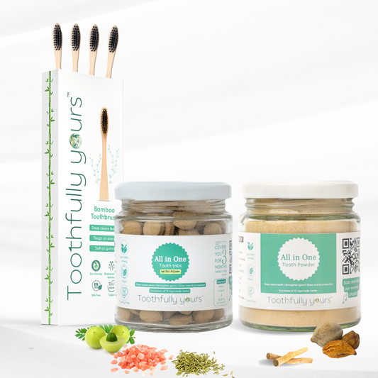 Oral Care Combo - Toothpaste Tabs | Tooth Powder | Bamboo Toothbrush (4)