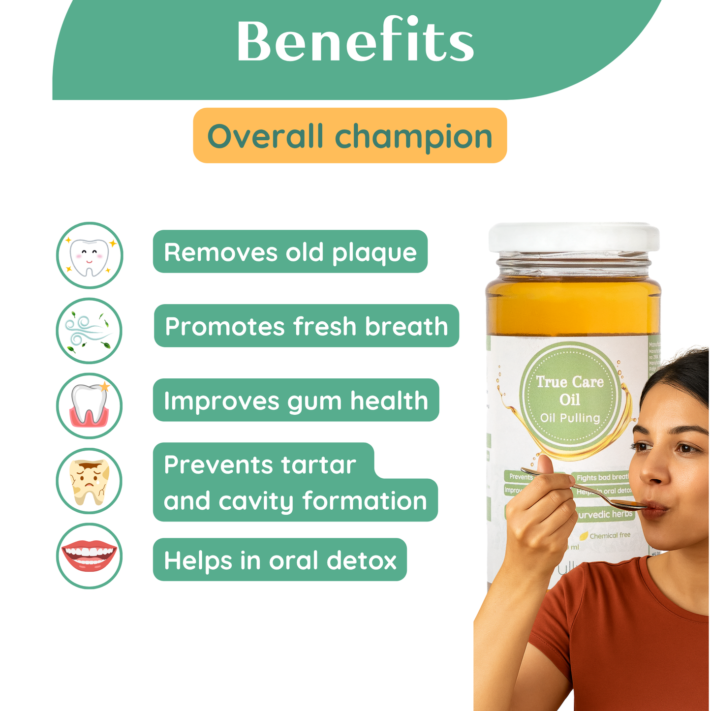 True Care Oil - Oil Pulling | 200 ml | 14 Ayurvedic Herbs