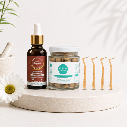 Complete Gum Care Kit | Best Remedy for Gum Bleeding and Gum Swelling | 10 Ayurvedic Herbs | 30ml + 2 Bamboo Toothbrush Free