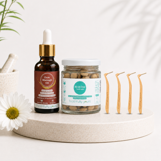 Complete Gum Care Kit | Best Remedy for Gum Bleeding and Gum Swelling | 10 Ayurvedic Herbs | 30ml + 2 Bamboo Toothbrush Free