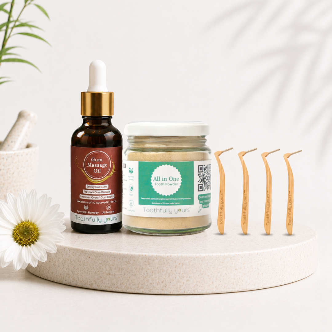 Complete Gum Care Kit | Best Remedy for Gum Bleeding and Gum Swelling | 10 Ayurvedic Herbs | 30ml + 2 Bamboo Toothbrush Free